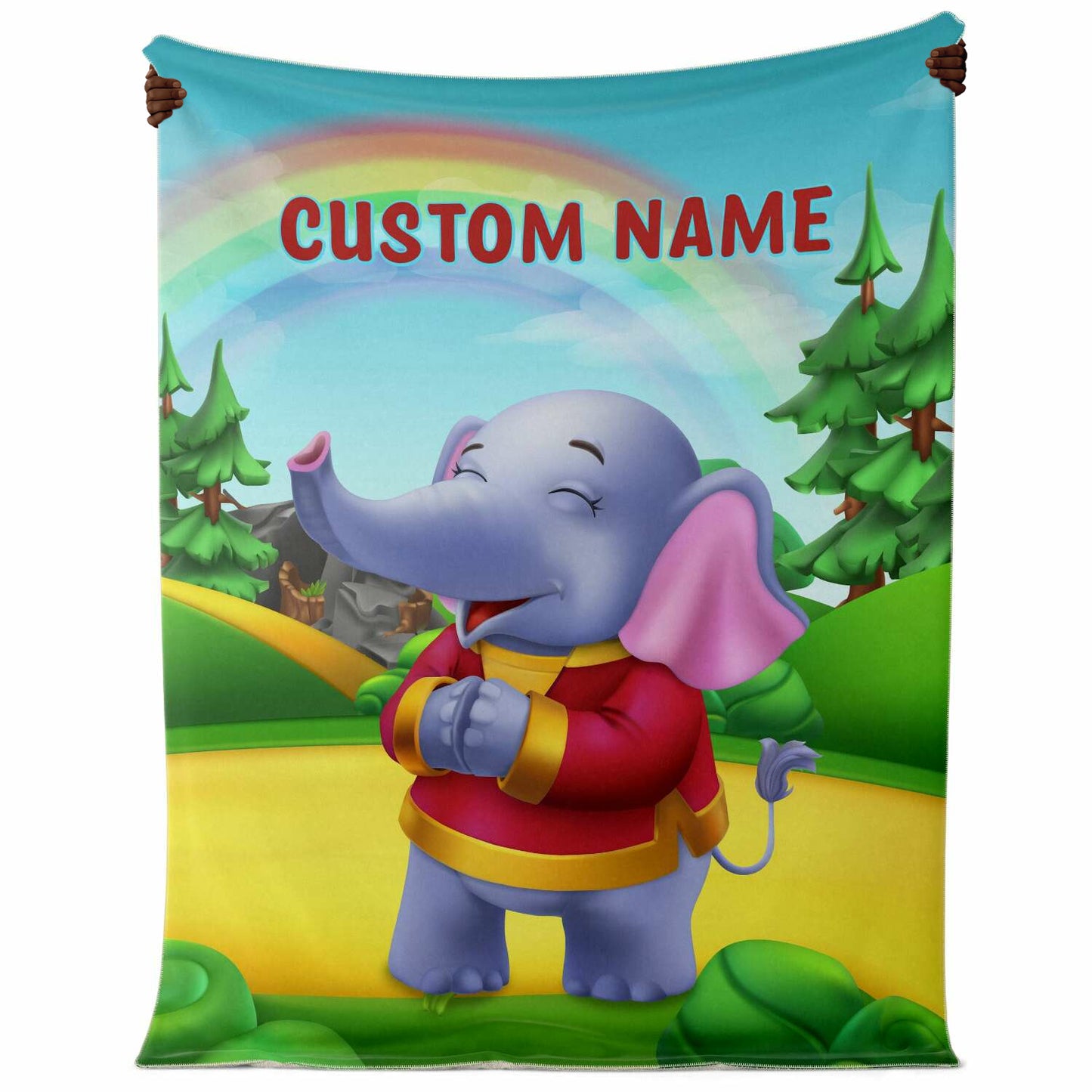 Personalized Name Elephant, Animal Blanket for Kids, Custom Name Blanket for Boys & Girls