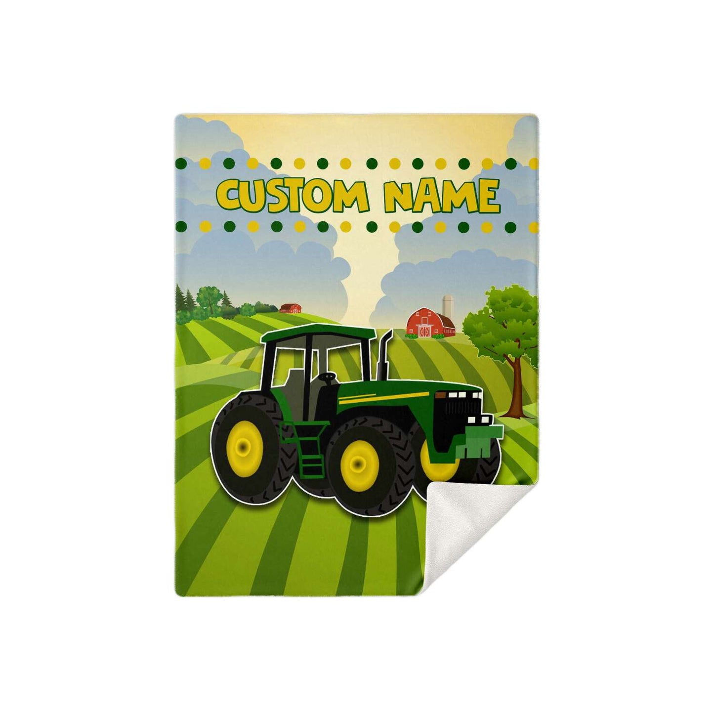 Personalized Name Big Green Tractor Blanket for Kids