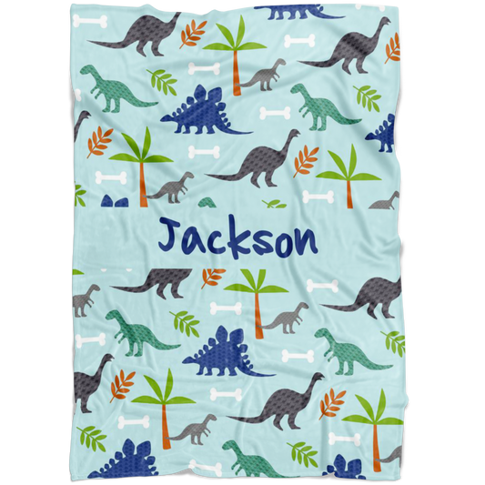 Personalized Dinosaur, Dino World Blanket for Boys, Kids - Jackson