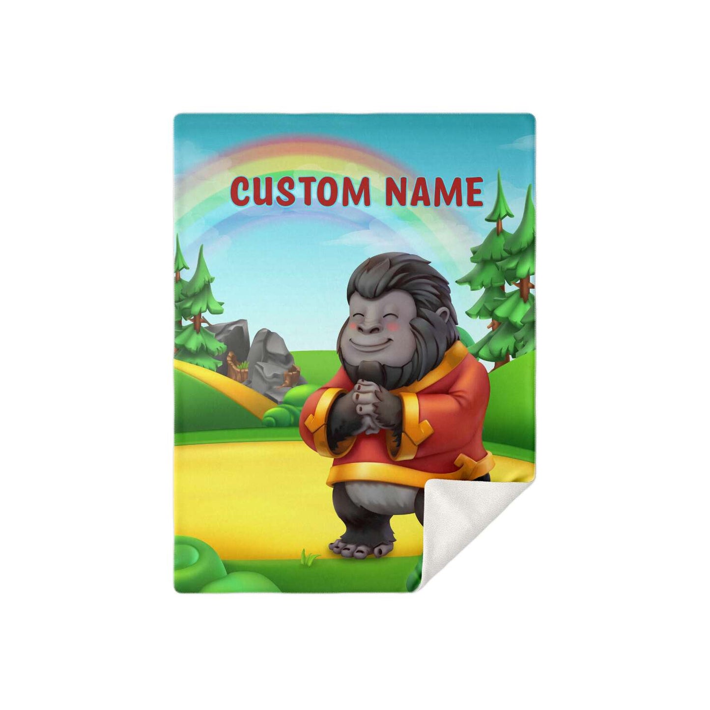 Personalized Name Gorilla, Animal Blanket for Kids, Custom Name Blanket for Boys & Girls
