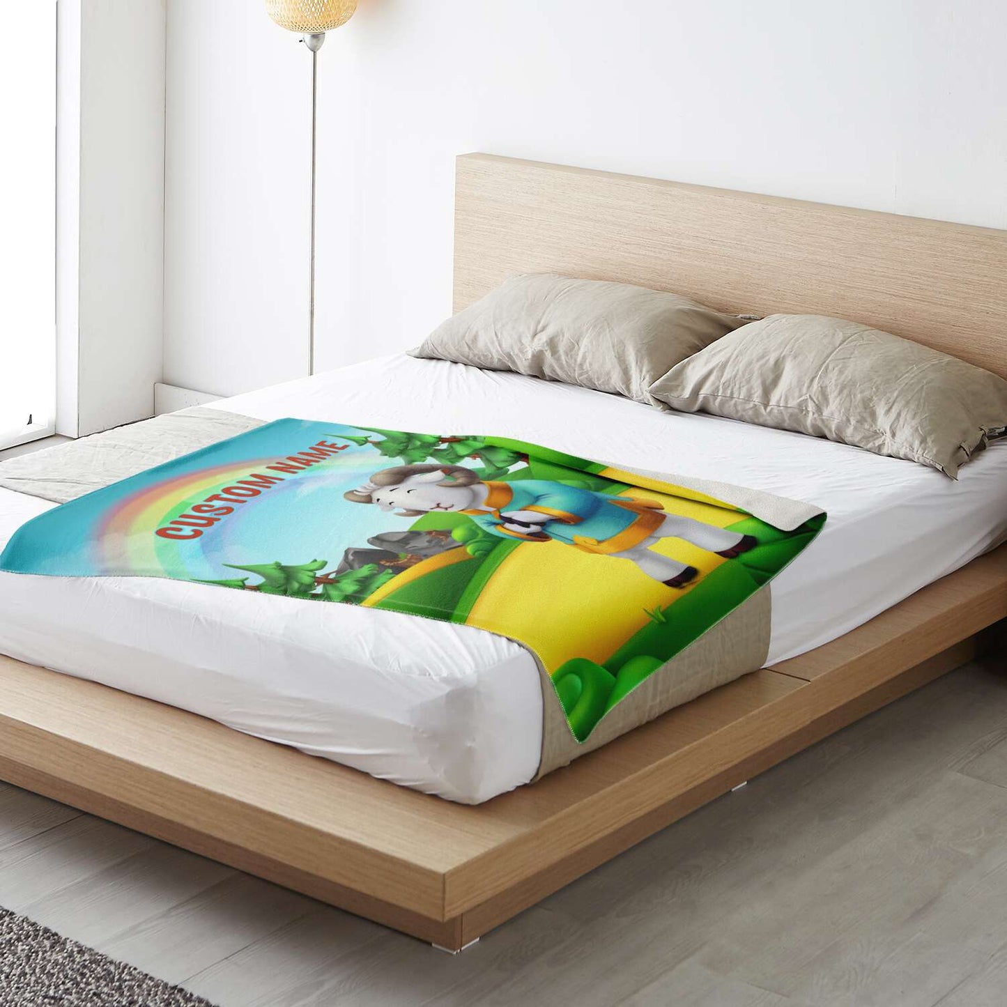Personalized Name Ram, Animal Blanket for Kids, Custom Name Blanket for Boys & Girls