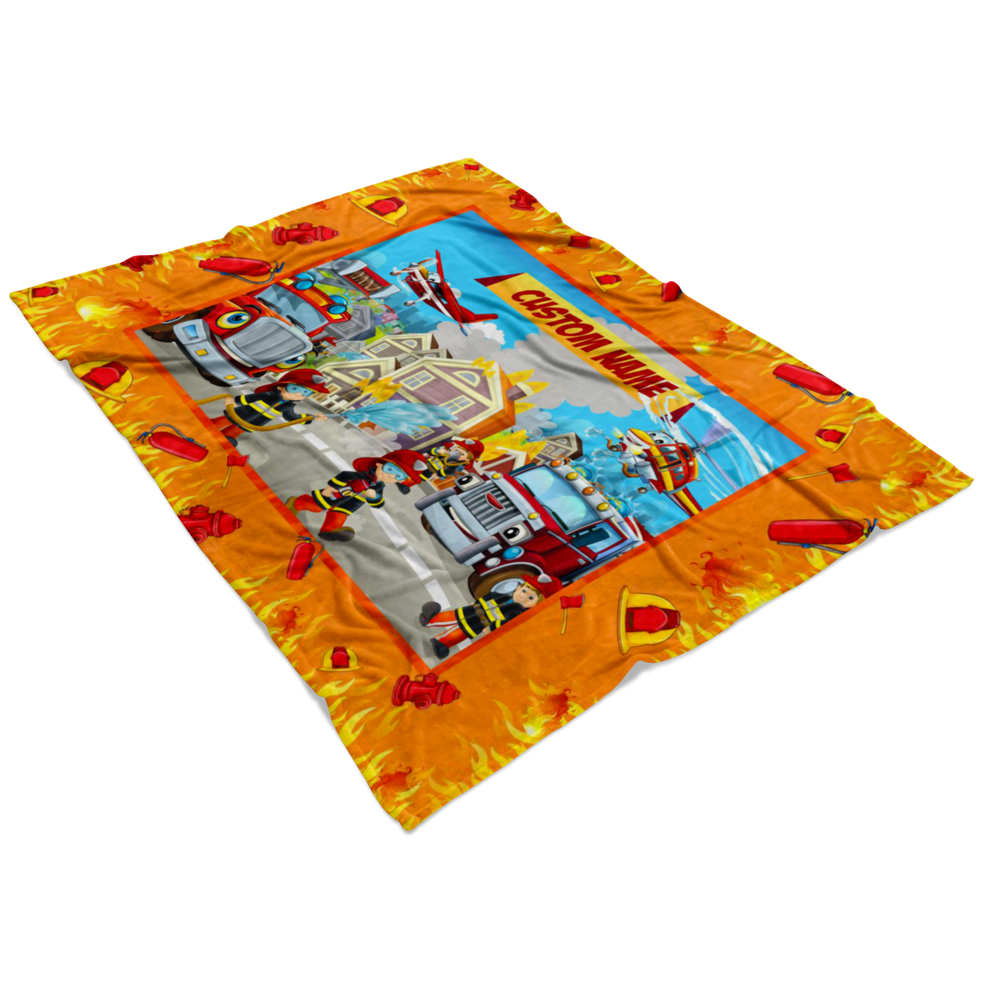 Personalized Name Firefighter Blanket for Boys & Girls, Firefighter Blanket for Kids