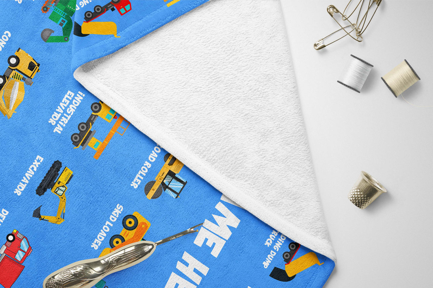 Personalized Name Construction Machines Boys & Girls Blanket