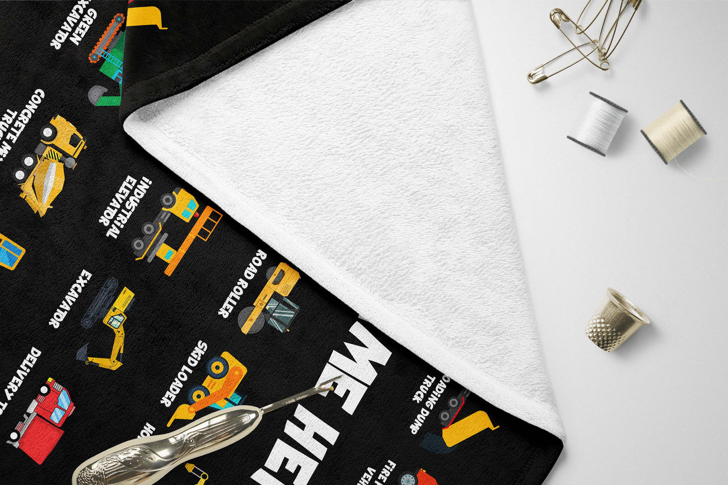 Personalized Name Construction Machines Boys & Girls Blanket