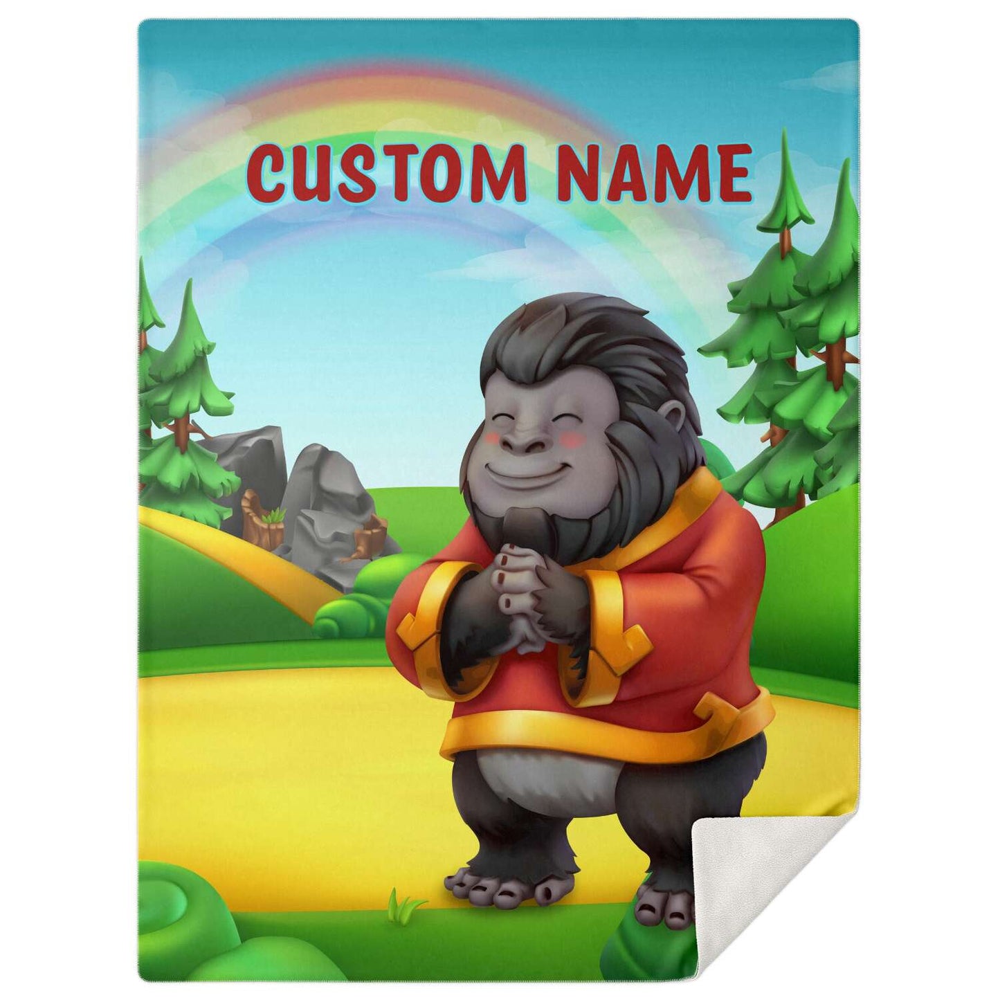 Personalized Name Gorilla, Animal Blanket for Kids, Custom Name Blanket for Boys & Girls