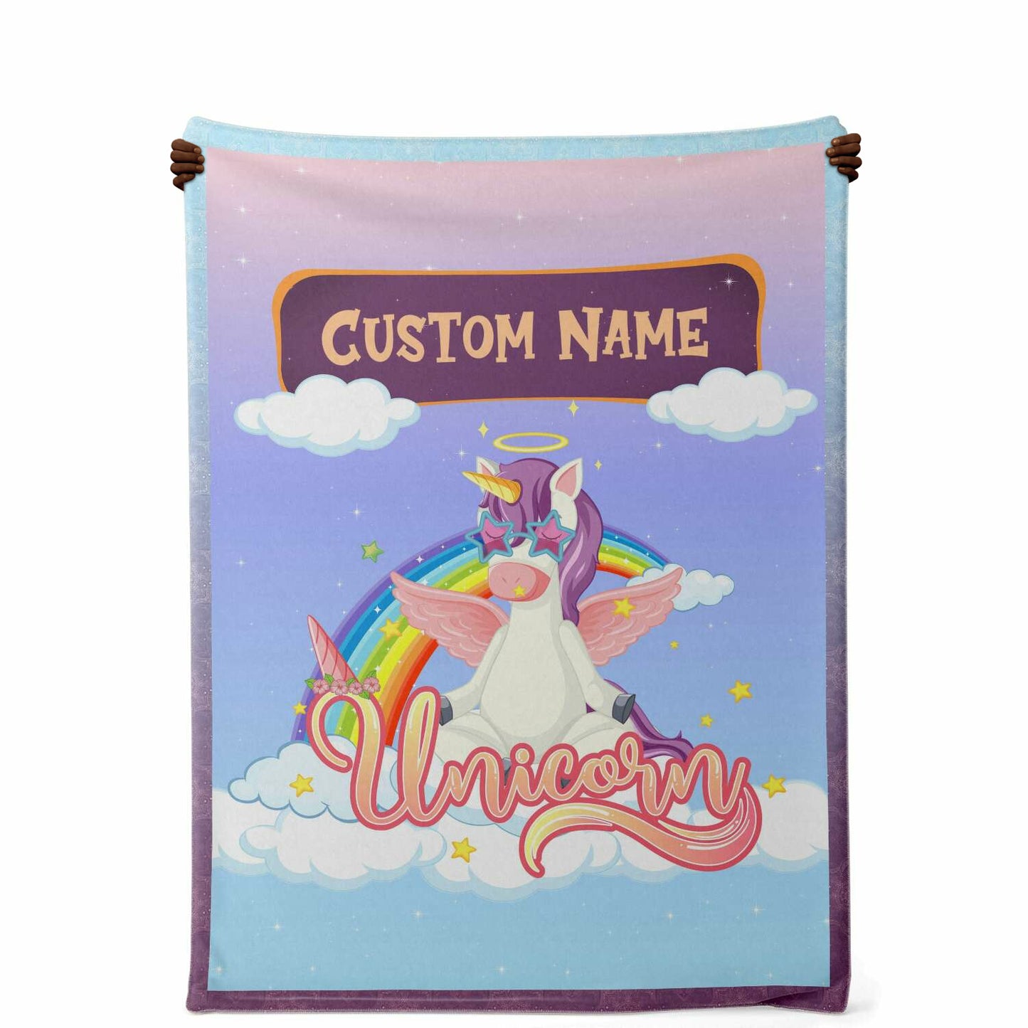 Personalized Name Unicorn Blanket for Kids, Custom Name Blanket for Boys and Girls