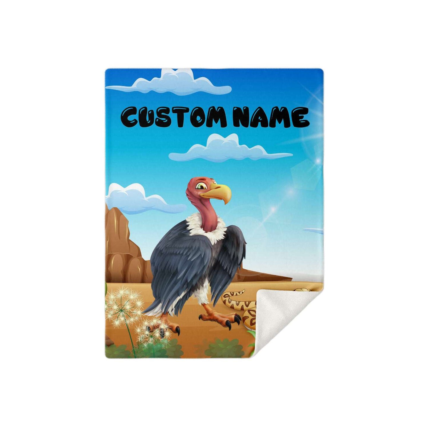Personalized Name Vulture Blanket, Custom Name Wild Animals Blanket for Boys & Girls