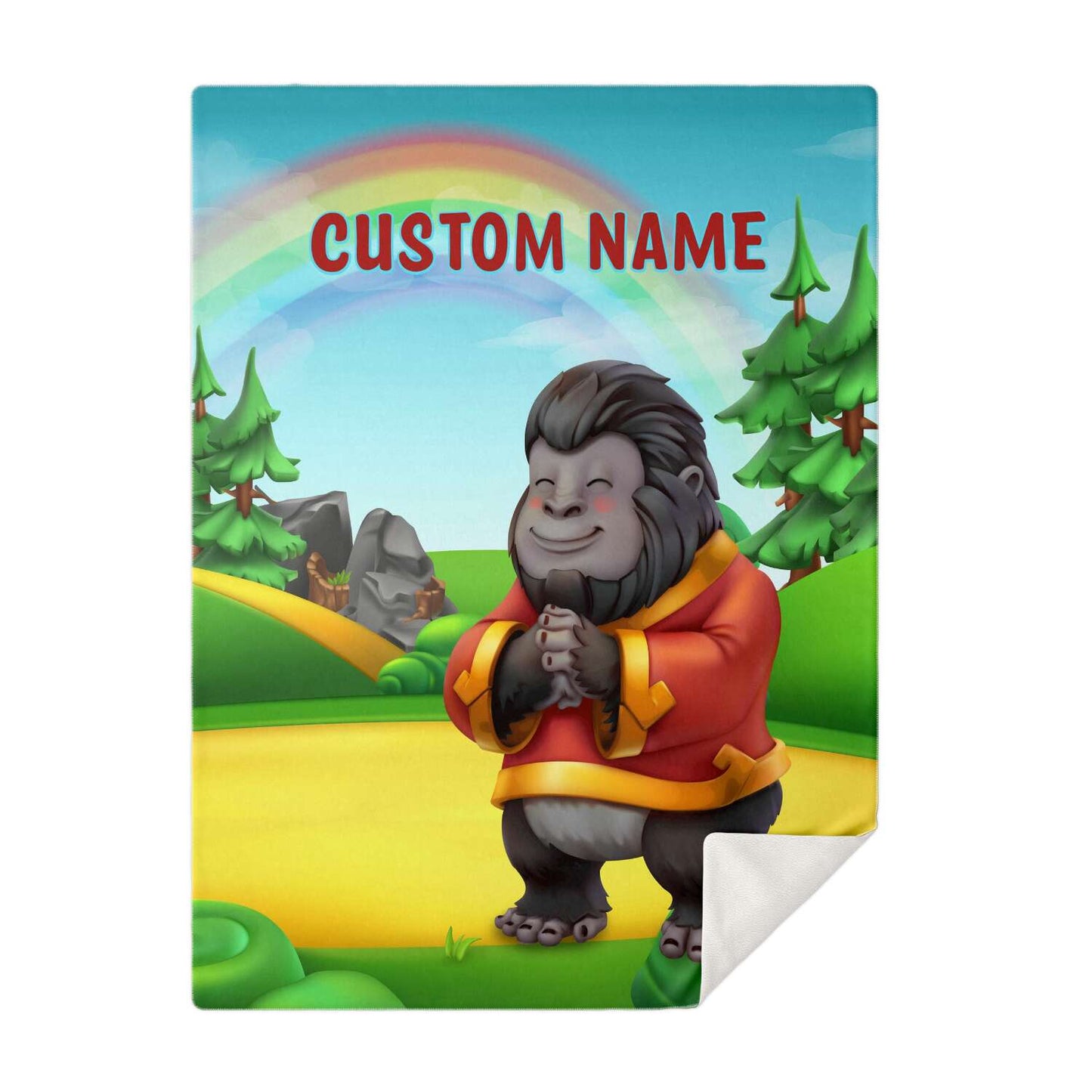 Personalized Name Gorilla, Animal Blanket for Kids, Custom Name Blanket for Boys & Girls
