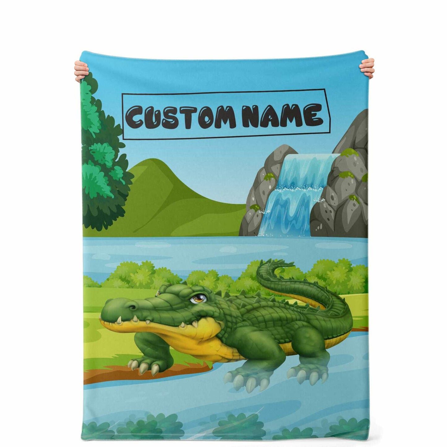 Personalized Name Crocodile Blanket, Custom Name Wild Animals Blanket for Boys & Girls