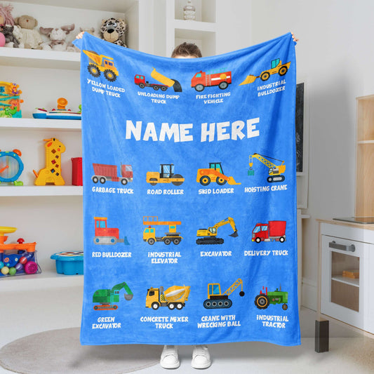 Personalized Name Construction Machines Boys & Girls Blanket