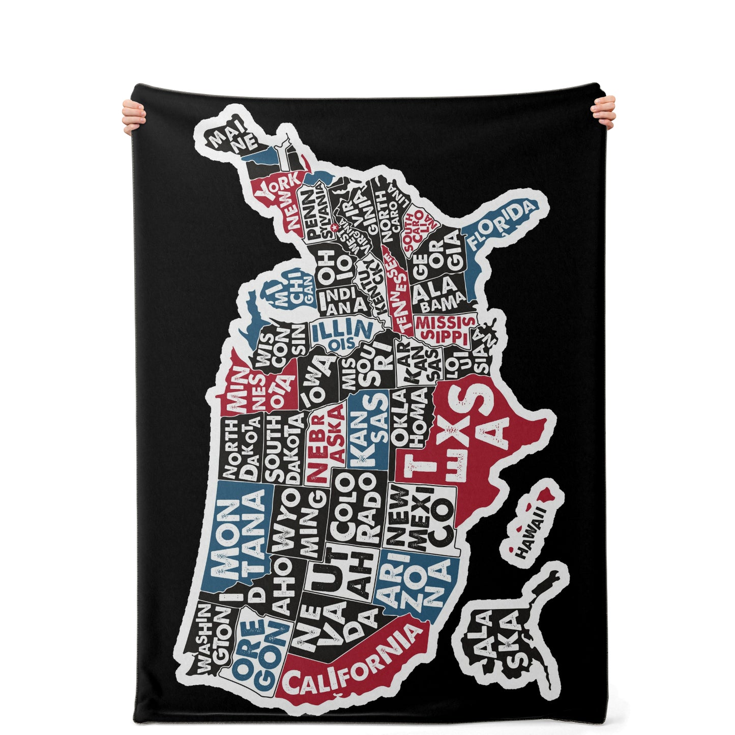 USA Map with State Names Premium Blanket