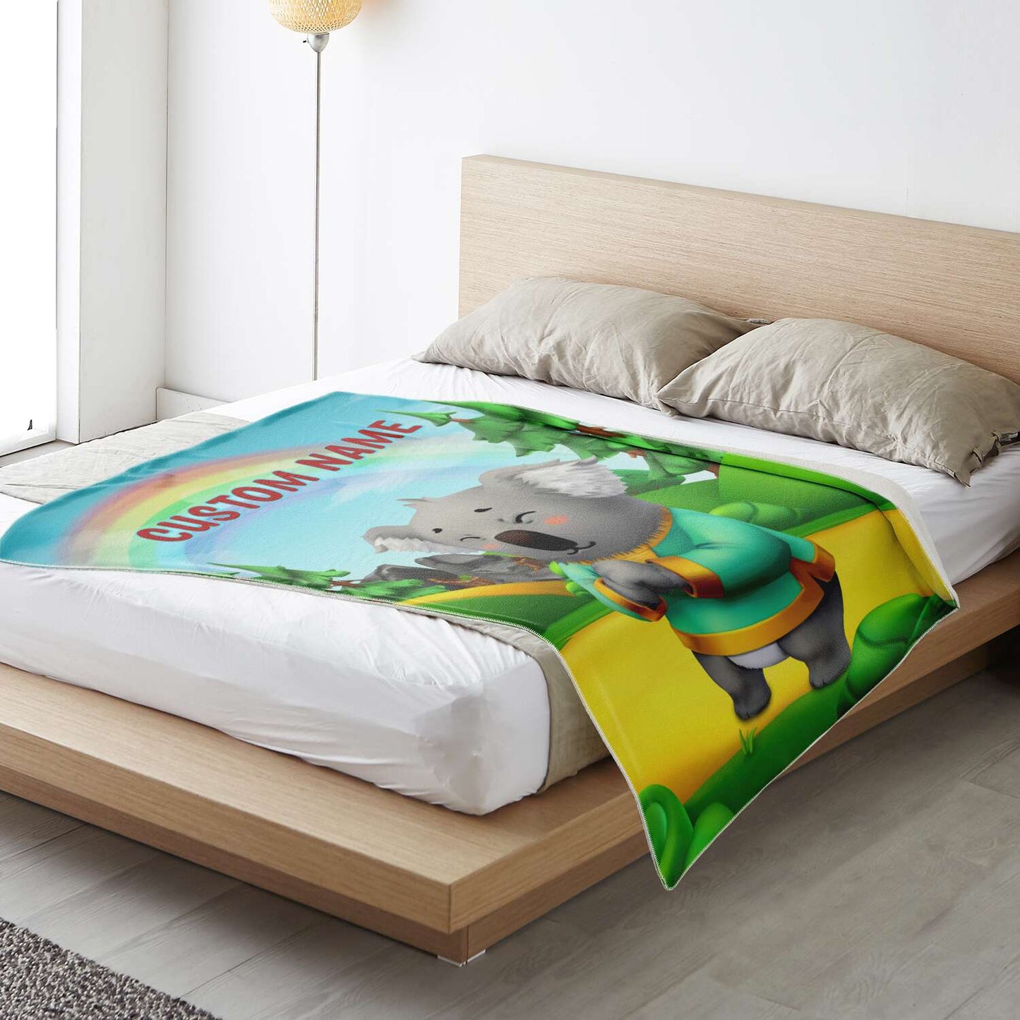 Personalized Name Koala, Animal Blanket for Kids, Custom Name Blanket for Boys & Girls