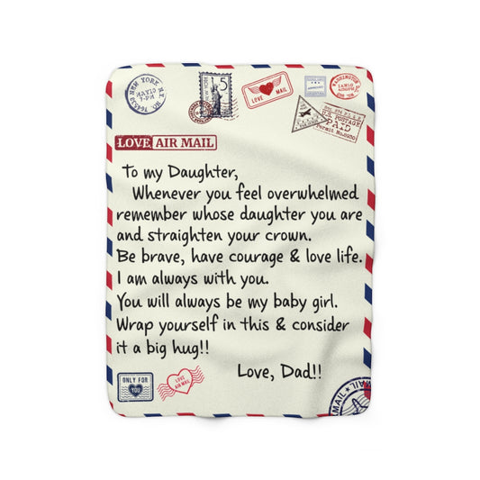 To My Daughter Sherpa Fleece Blanket Gift from Dad to Daughter