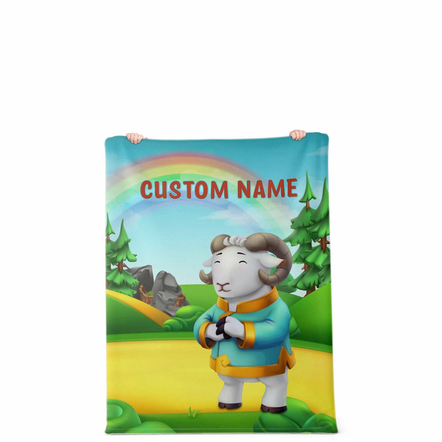 Personalized Name Ram, Animal Blanket for Kids, Custom Name Blanket for Boys & Girls
