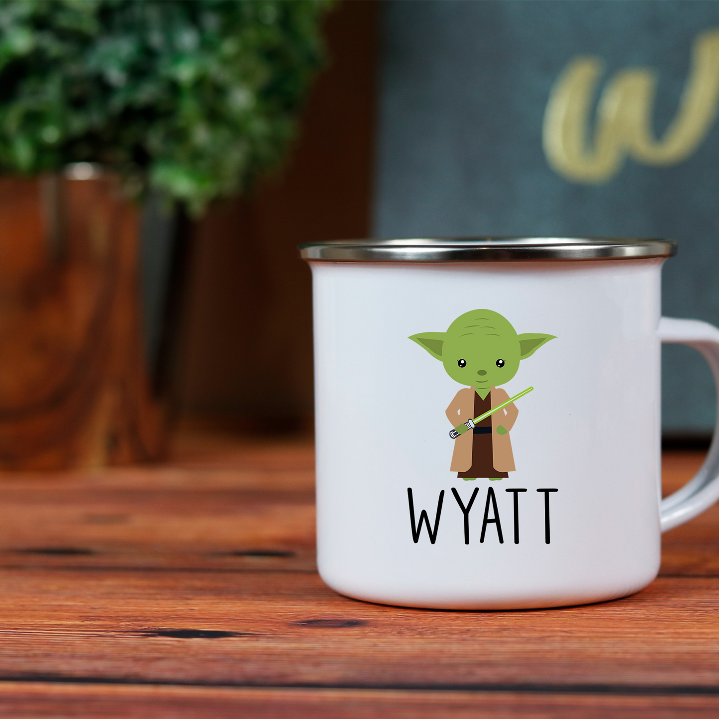 Personalized Kids Cup, Little Green Guy Campfire Mug 10oz