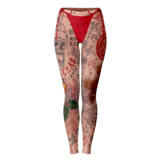 Santa Tattoo Christmas Leggings
