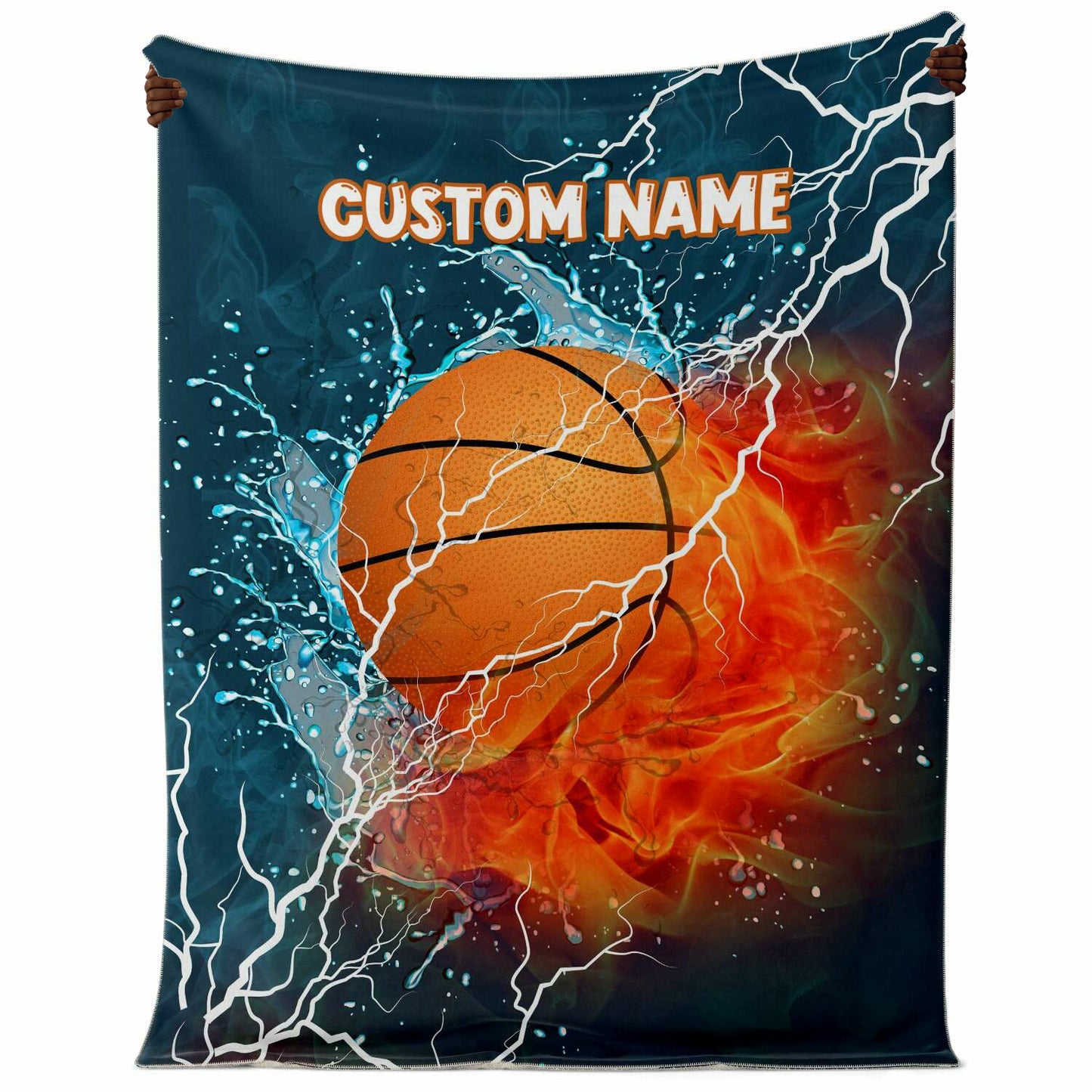 Personalized Name Basketball Blanket, Custom Name Sports Blanket for Boys & Girls