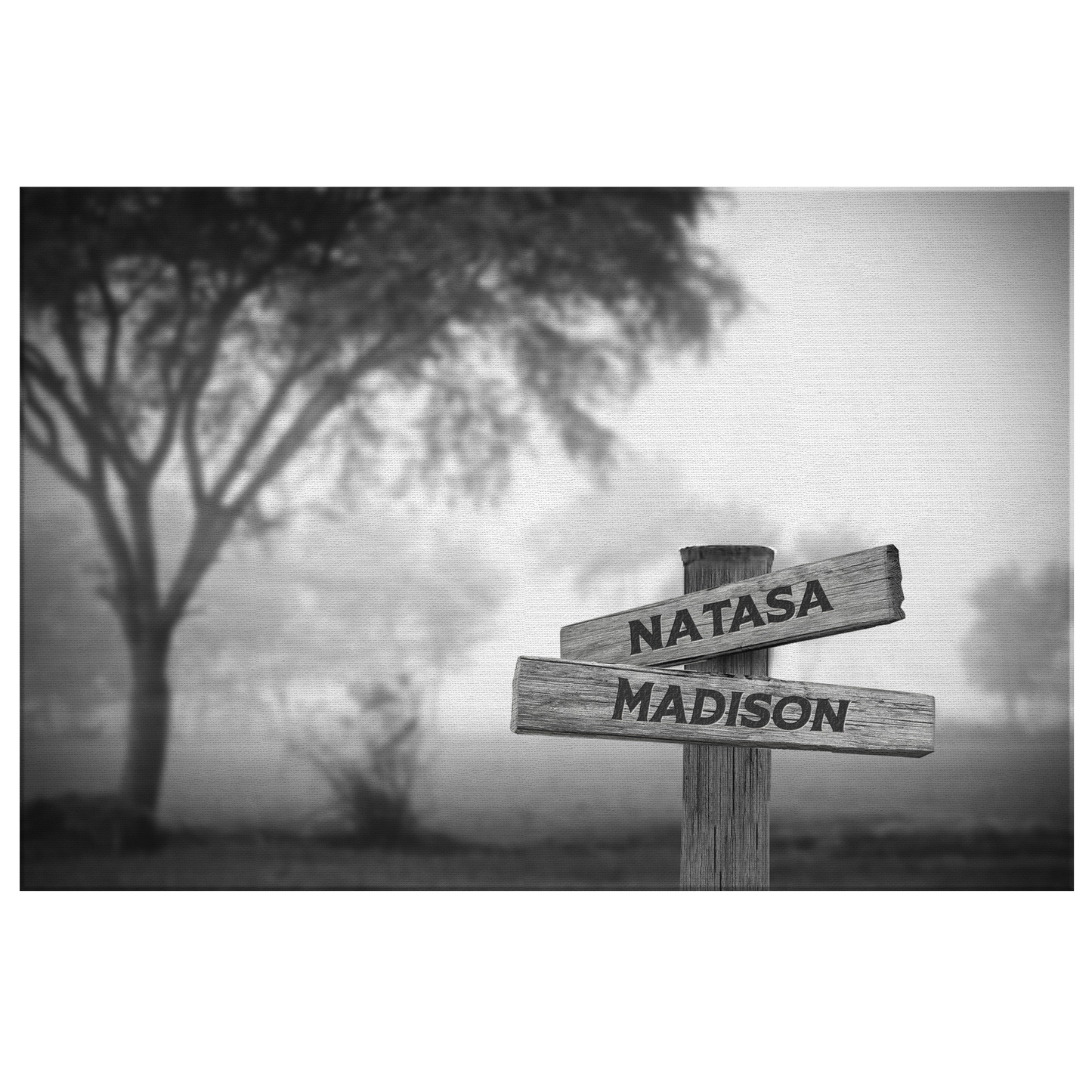 Personalized Multi Names Family Canvas Wall Art - Woods