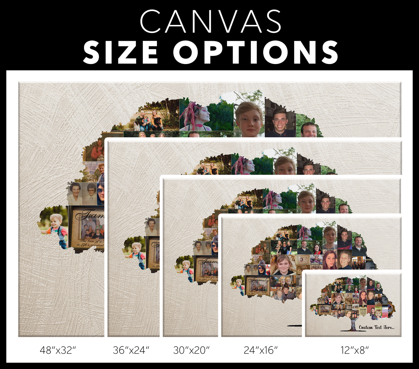 Family Tree Photo Collage Wall Art - Gold Brush