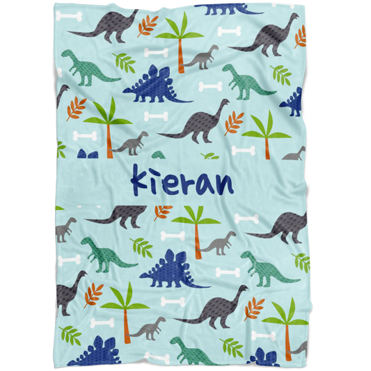 Personalized Dinosaur, Dino World Blanket for Boys, Kids - Kieran