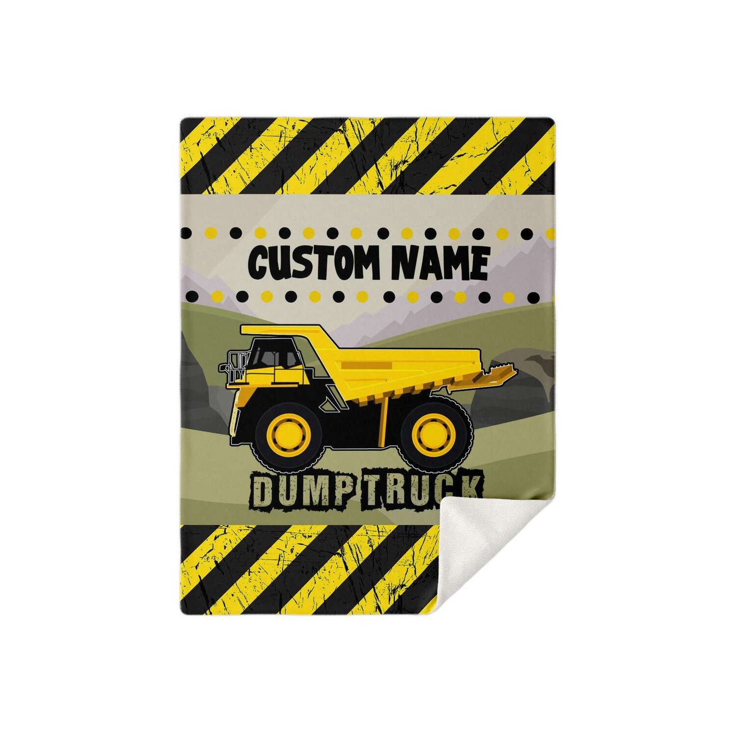 Personalized Name Dump Truck Blanket for Kids, Boys and Girls Custom Name Blanket