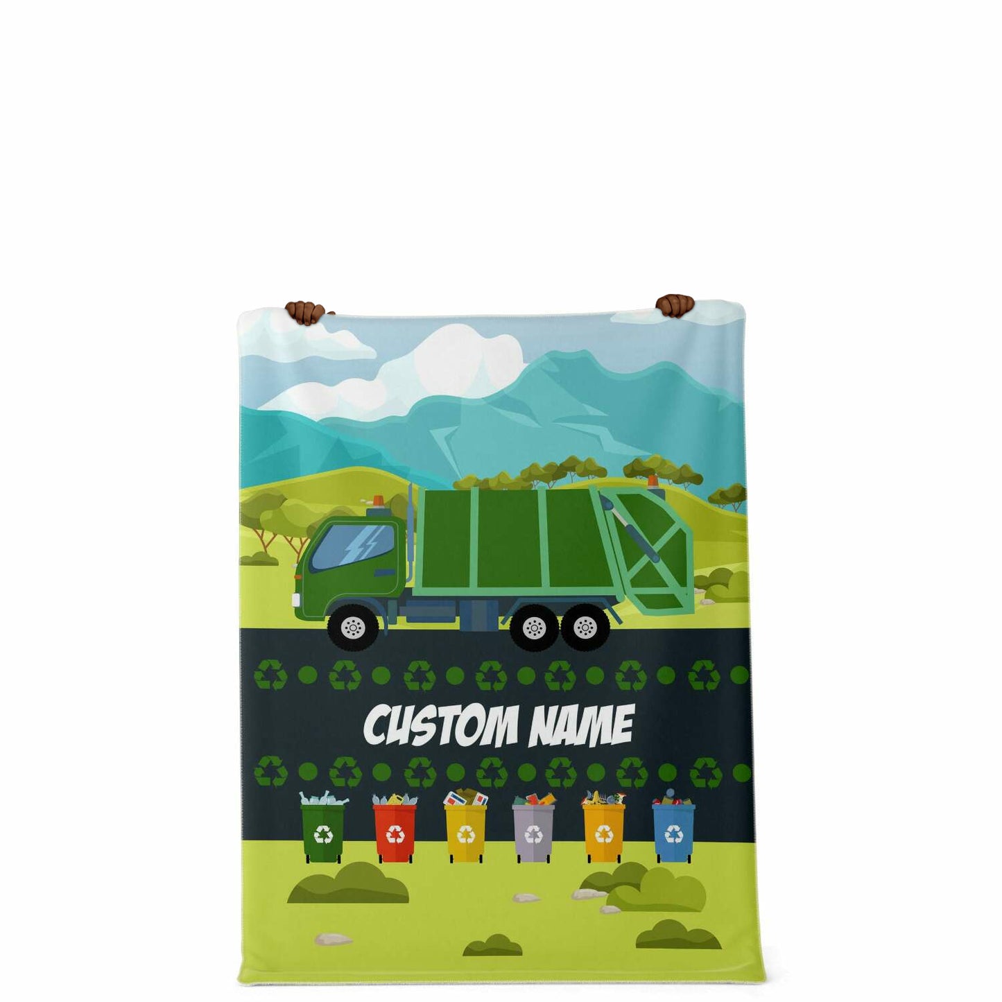 Personalized Name Garbage Truck Blanket for Kids, Custom Name Blanket for Boys & Girls