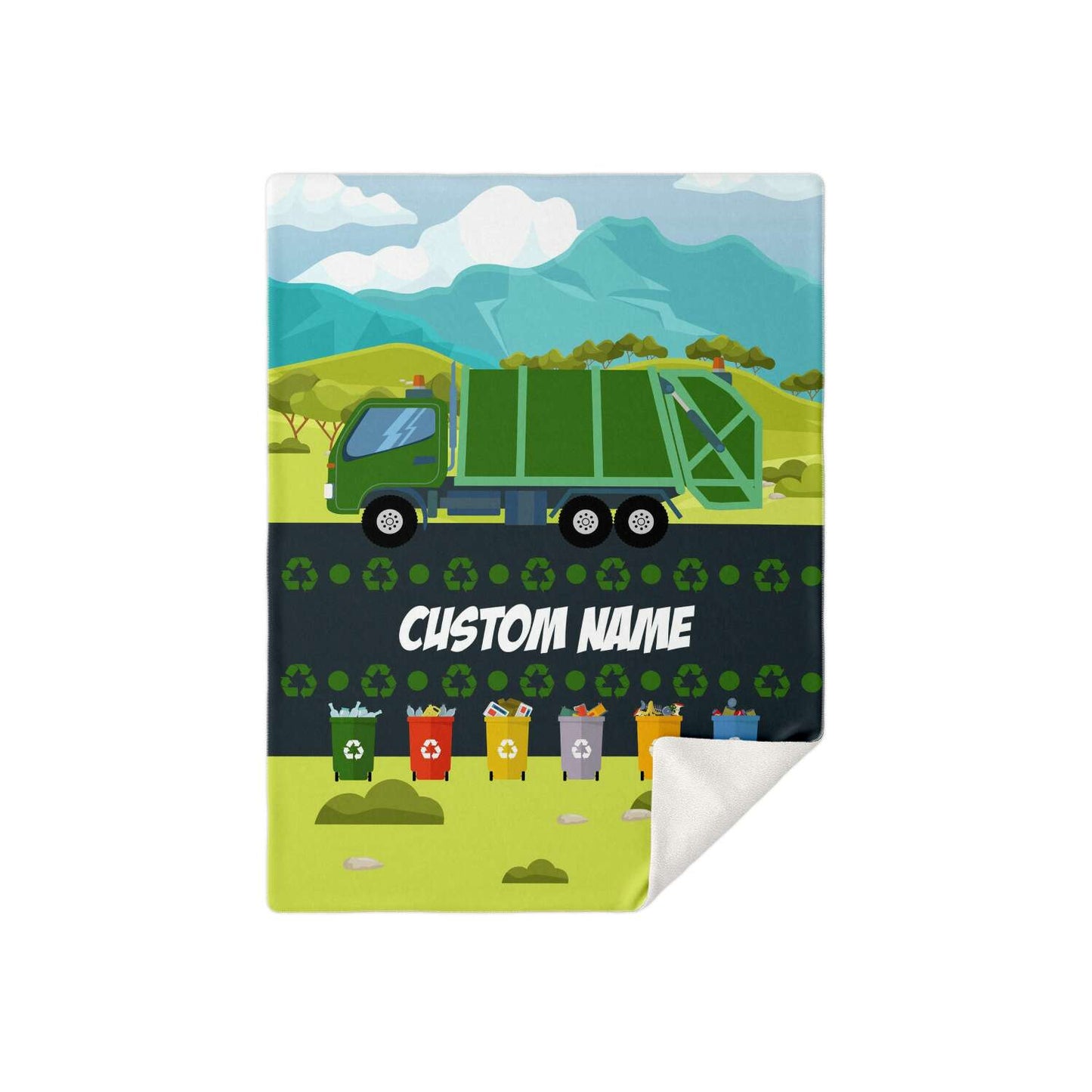Personalized Name Garbage Truck Blanket for Kids, Custom Name Blanket for Boys & Girls