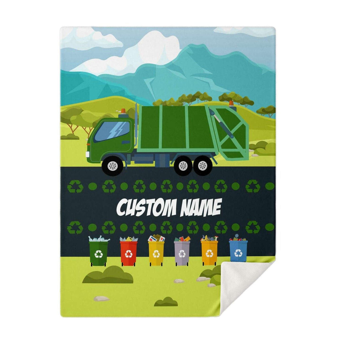 Personalized Name Garbage Truck Blanket for Kids, Custom Name Blanket for Boys & Girls