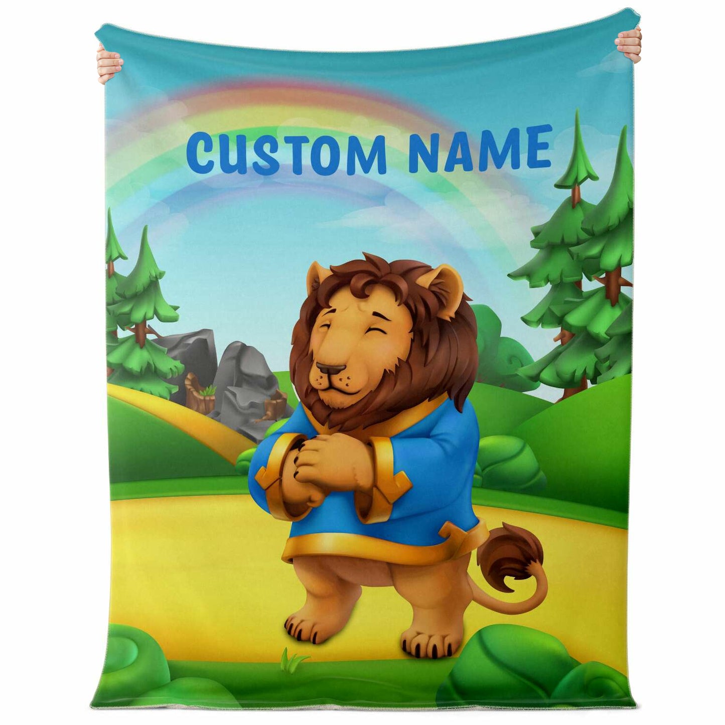 Personalized Name Lion, Animal Blanket for Kids, Custom Name Blanket for Boys & Girls