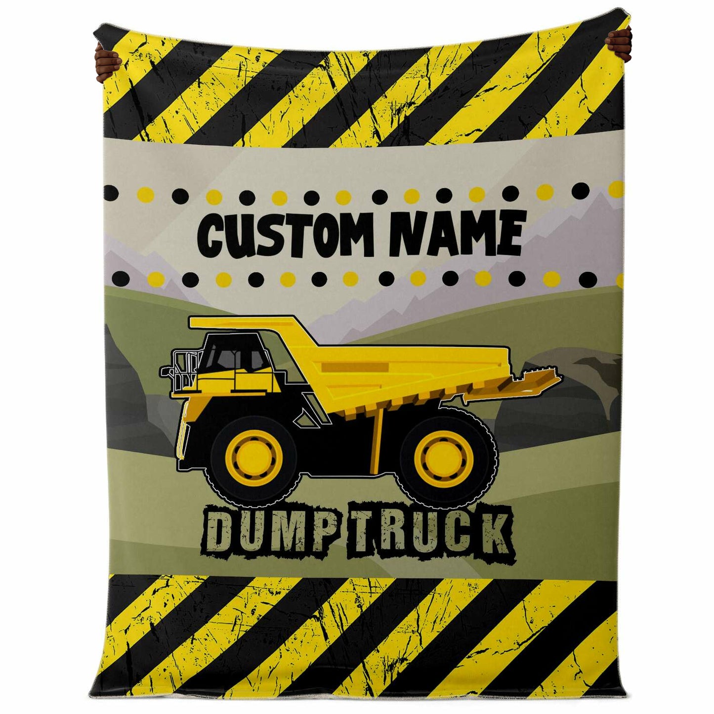 Personalized Name Dump Truck Blanket for Kids, Boys and Girls Custom Name Blanket