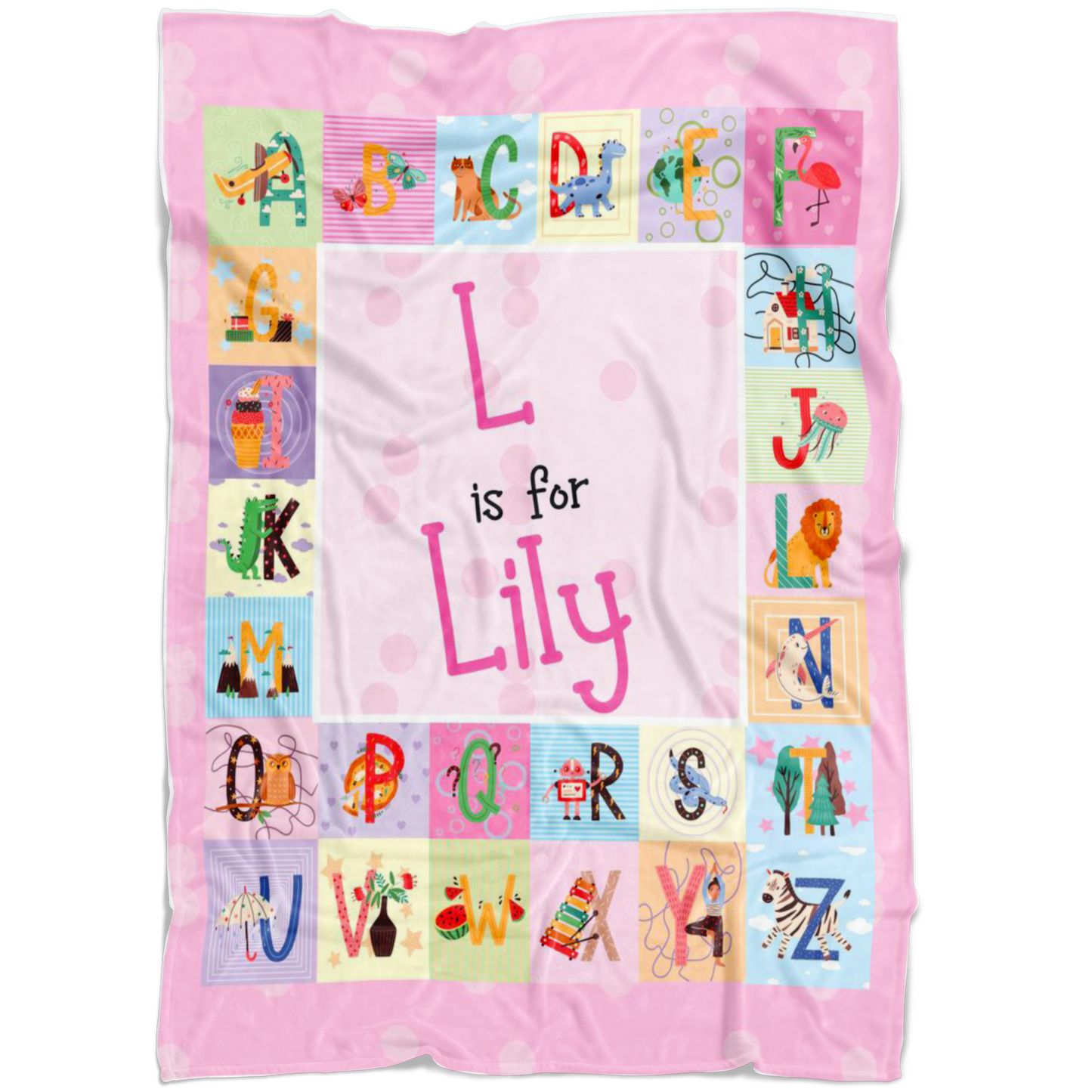 Personalized Name ABC Blanket for Babies & Girls - L for Lily