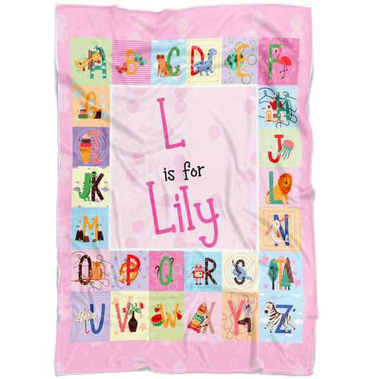 Personalized Name ABC Blanket for Babies & Girls - L for Lily