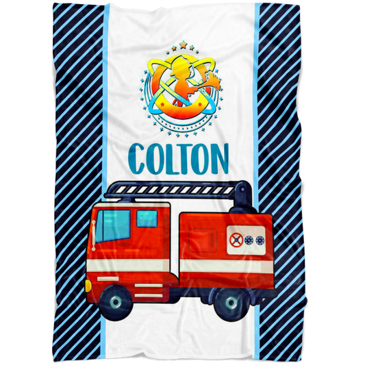 Personalized Name Firefighter Blanket for Boys - Colton