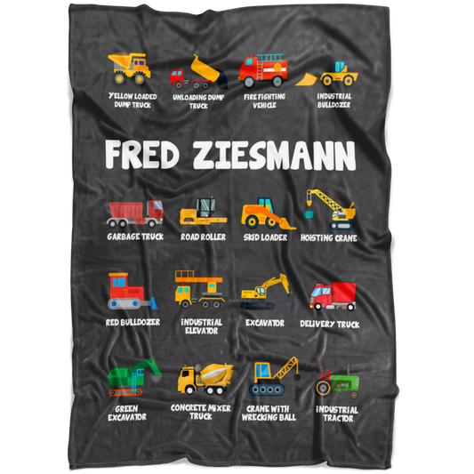 Personalized Name Construction Machines Boys & Girls Blanket - Fred Ziesmann