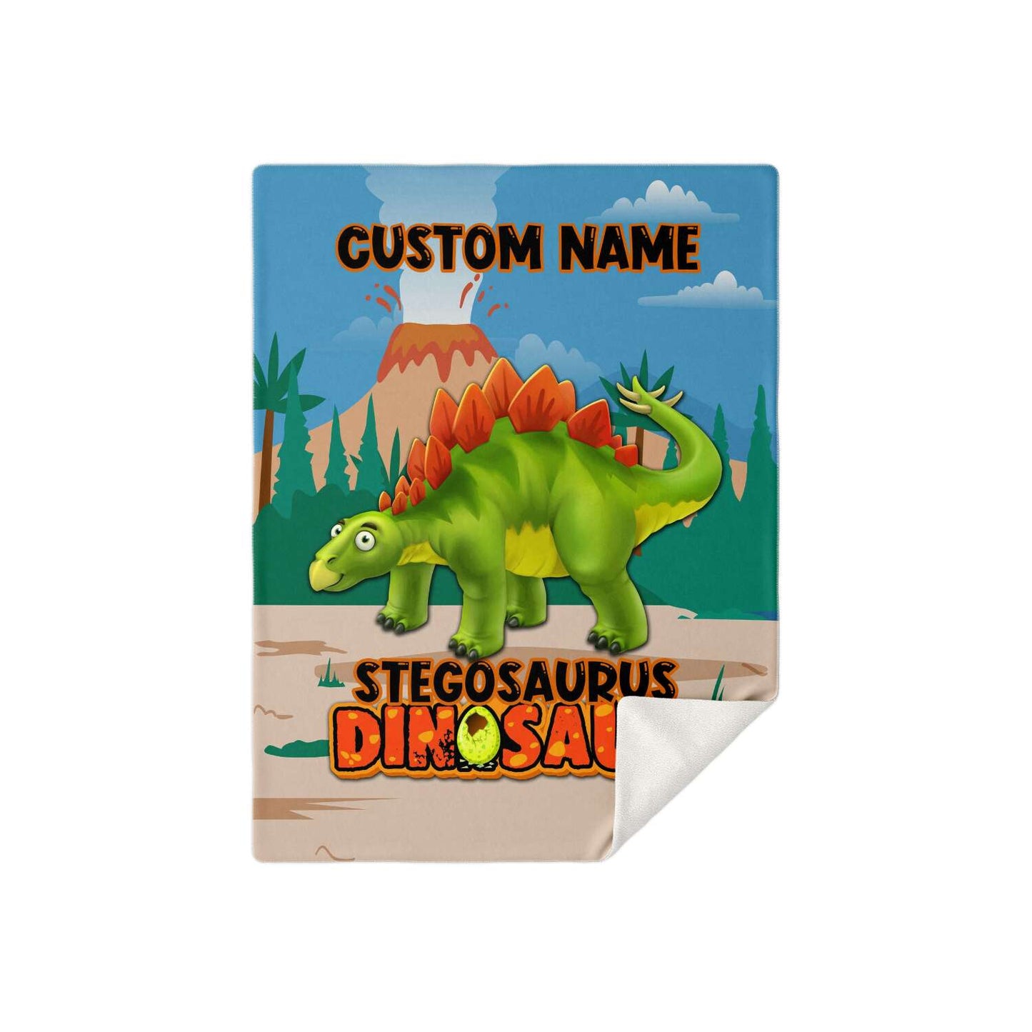 Personalized Name Stegosaurus Dinosaur Blanket for Kids, Custom Name Blankets for Boys & Girls