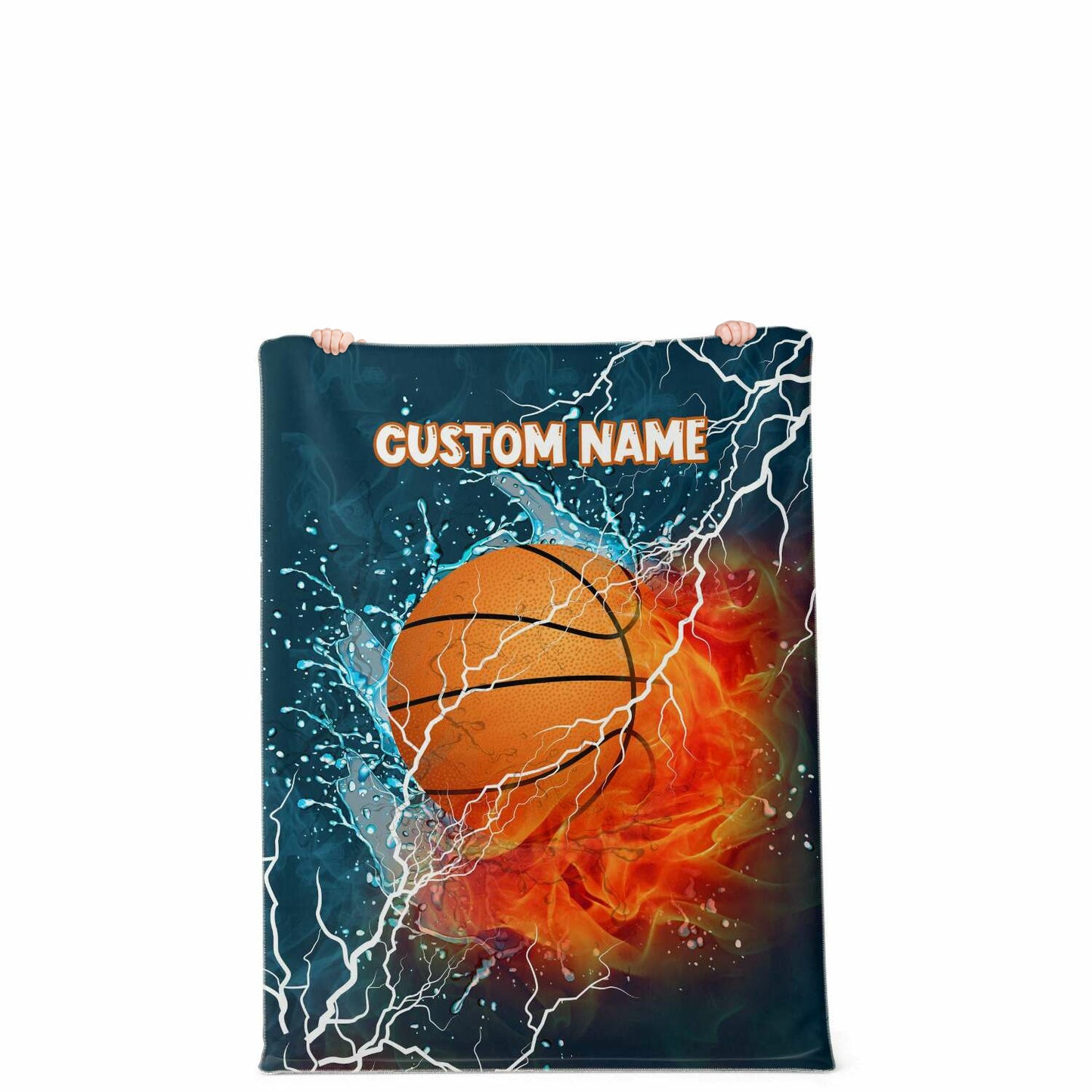Personalized Name Basketball Blanket, Custom Name Sports Blanket for Boys & Girls