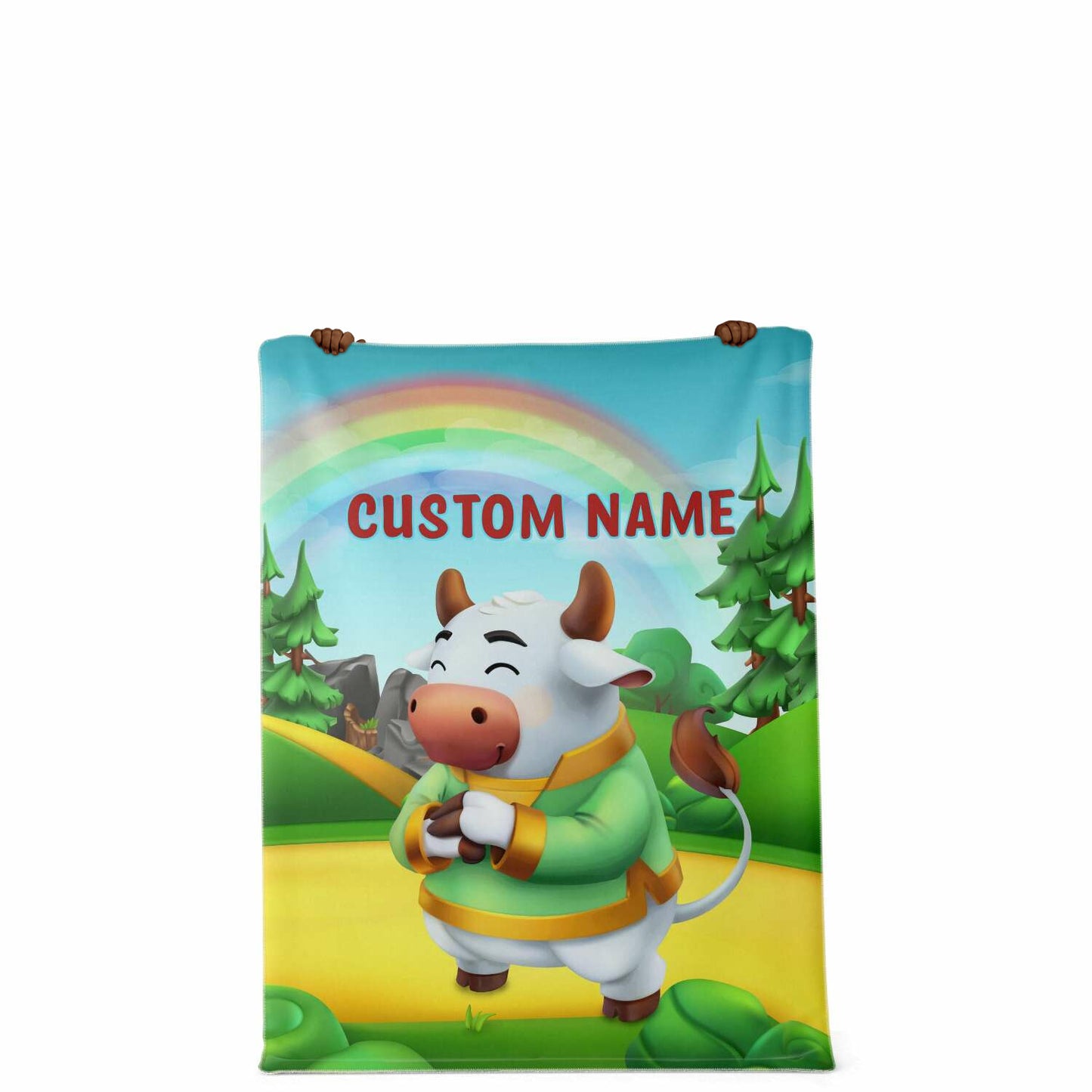 Personalized Name Bull Animal Blanket for Kids, Custom Name Blanket for Boys & Girls