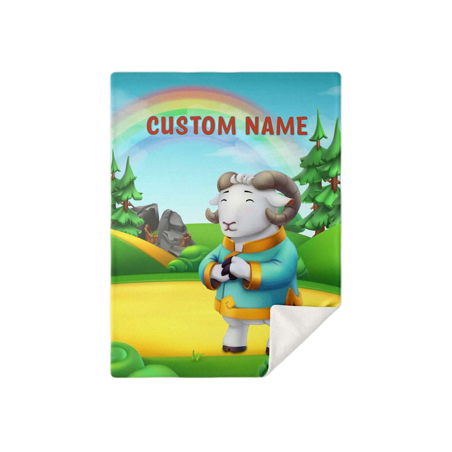 Personalized Name Ram, Animal Blanket for Kids, Custom Name Blanket for Boys & Girls
