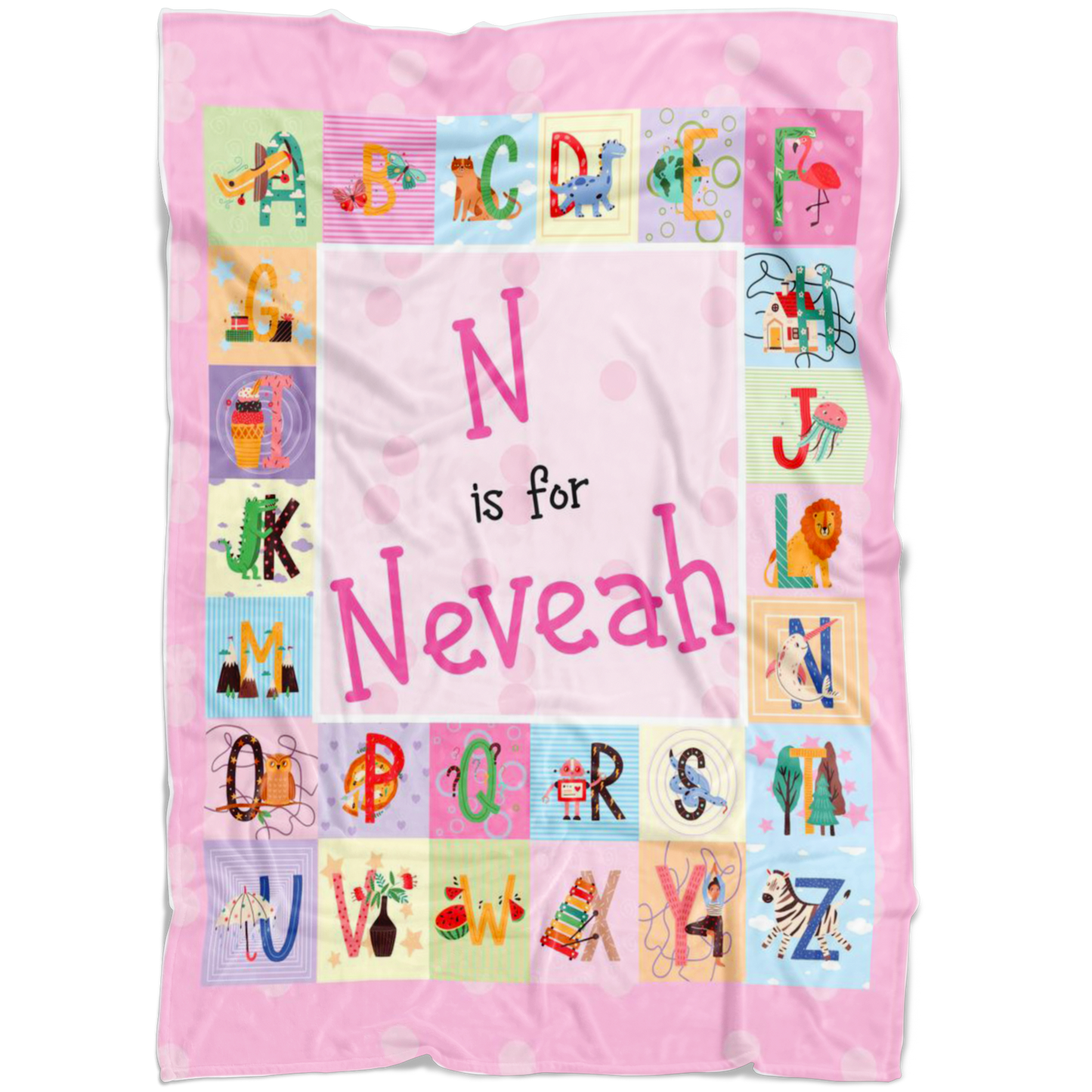 Personalized Name ABC Blanket for Babies & Girls - Neveah
