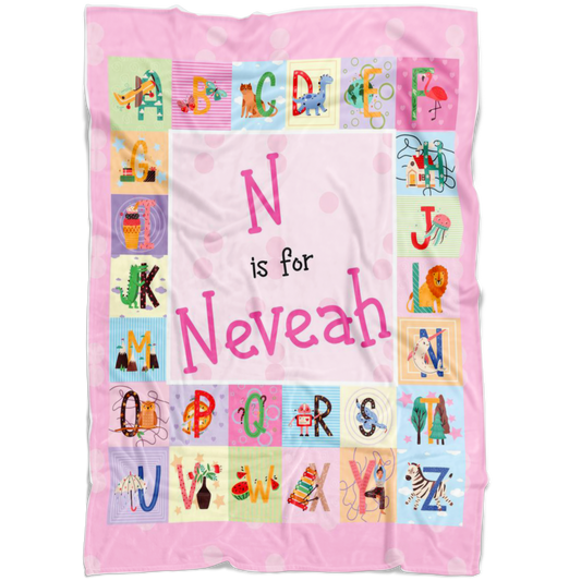 Personalized Name ABC Blanket for Babies & Girls - Neveah