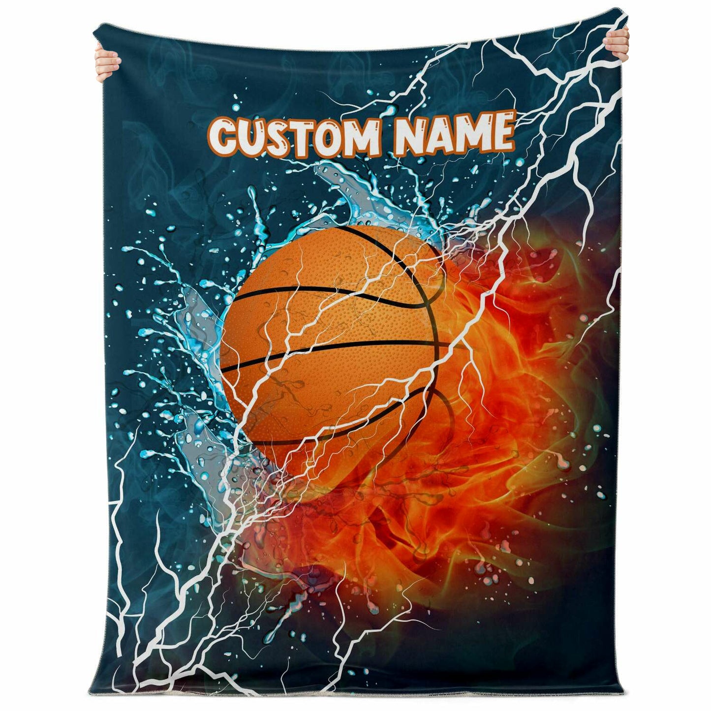 Personalized Name Basketball Blanket, Custom Name Sports Blanket for Boys & Girls