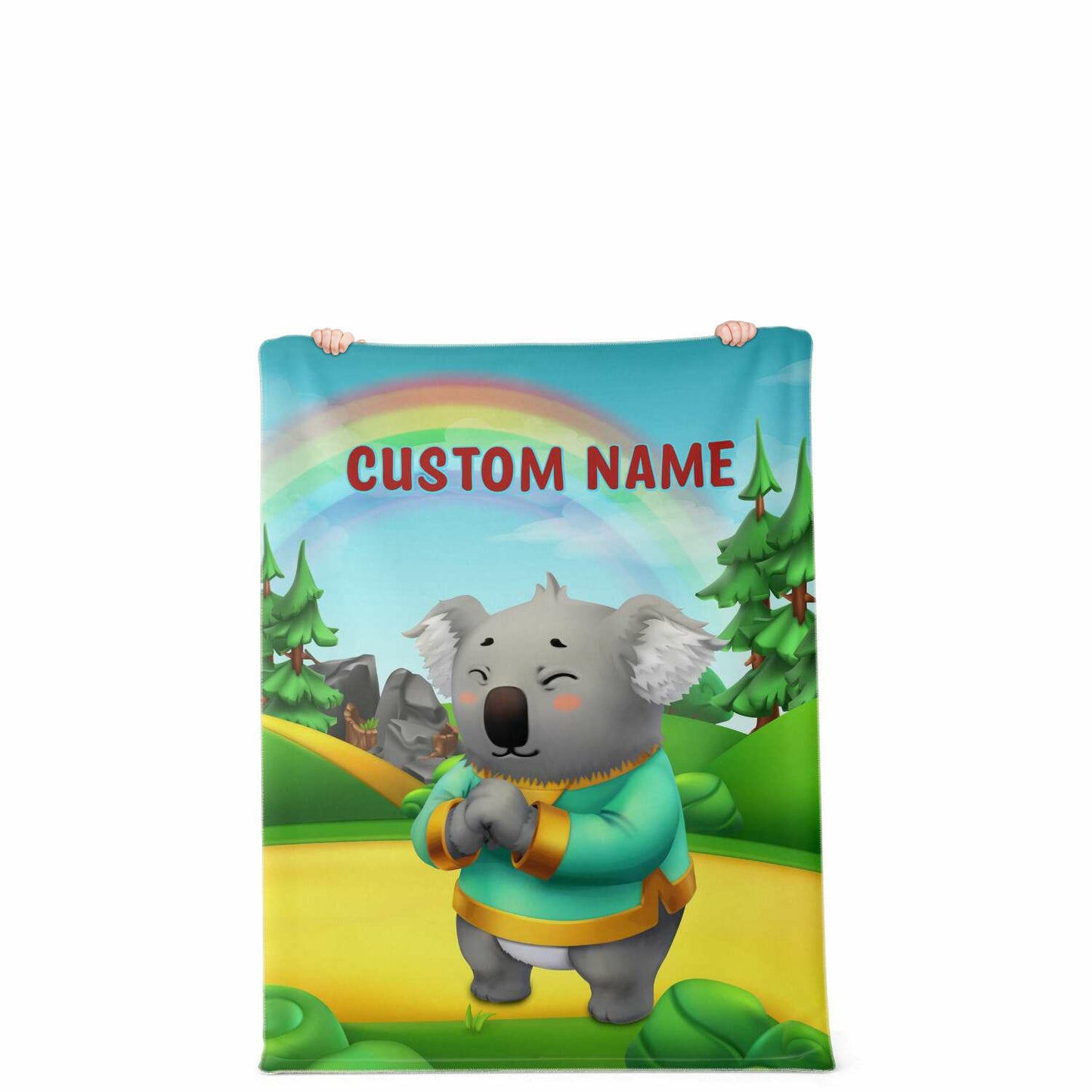 Personalized Name Koala, Animal Blanket for Kids, Custom Name Blanket for Boys & Girls