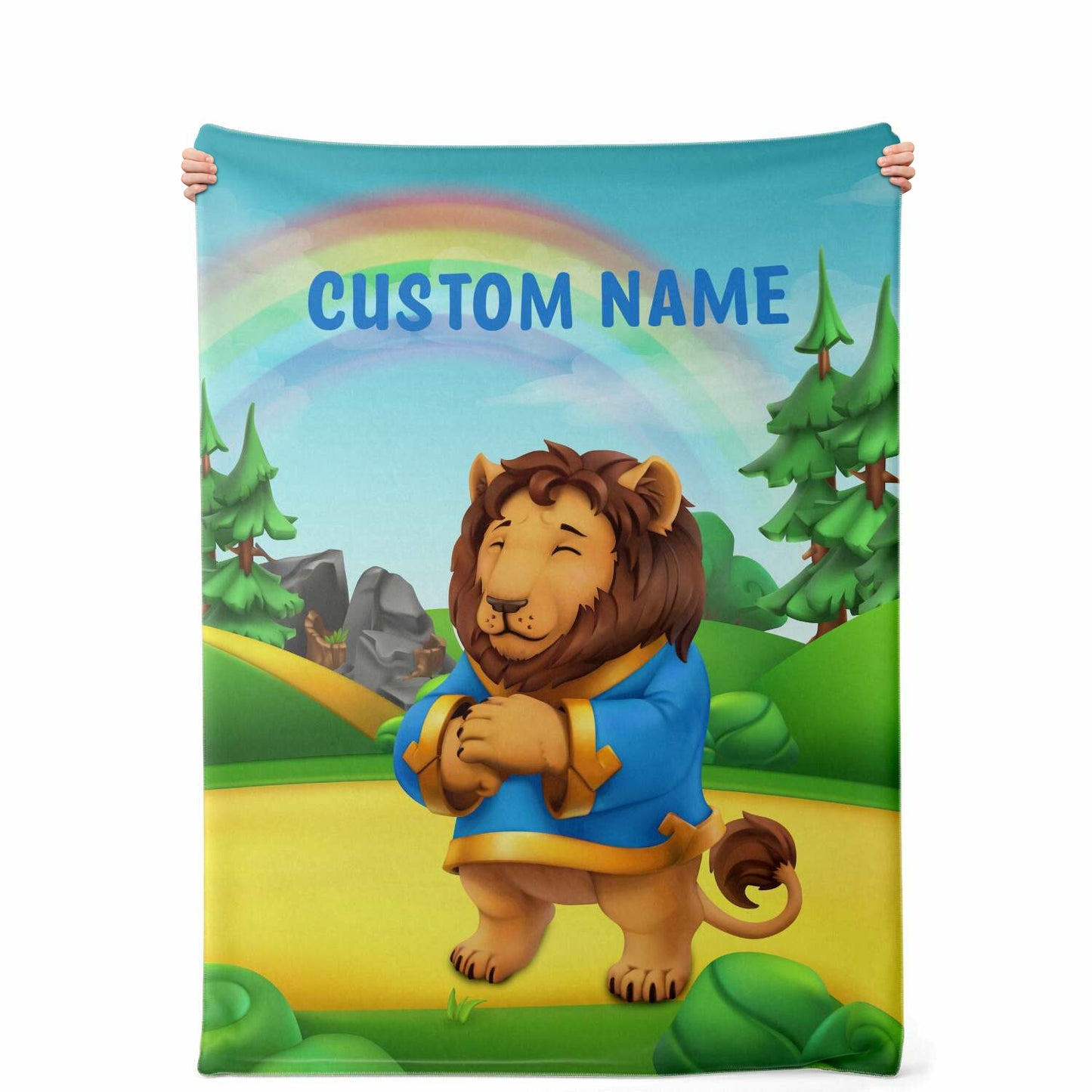 Personalized Name Lion, Animal Blanket for Kids, Custom Name Blanket for Boys & Girls