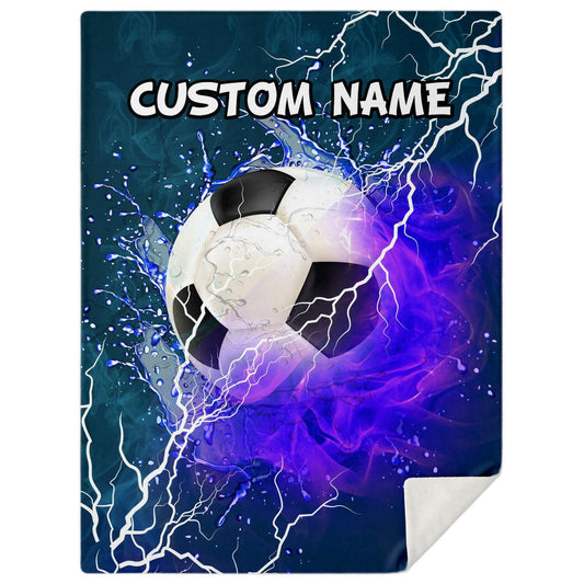 Personalized Name Soccer,Football Blanket, Custom Name Sports Blanket for Boys & Girls