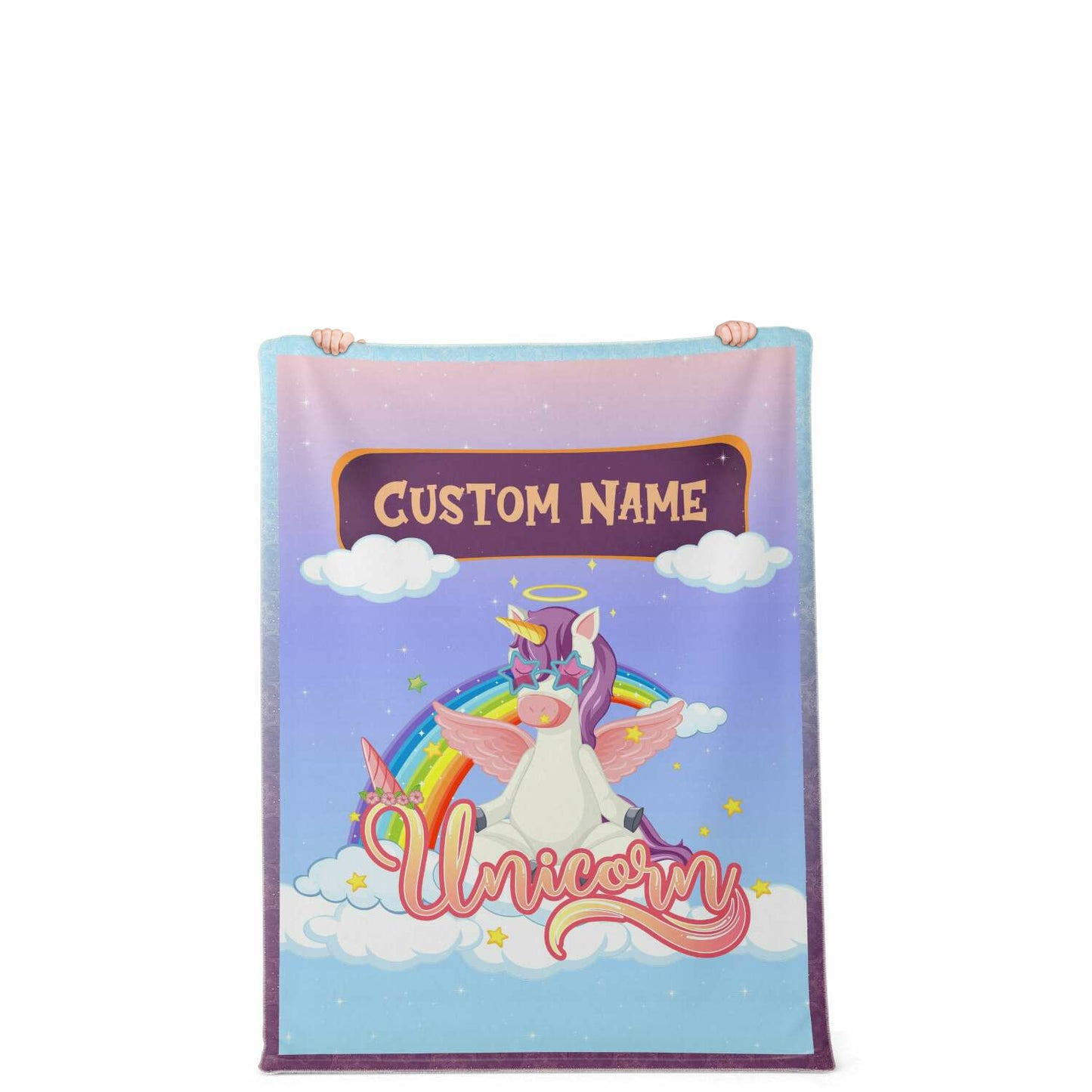 Personalized Name Unicorn Blanket for Kids, Custom Name Blanket for Boys and Girls