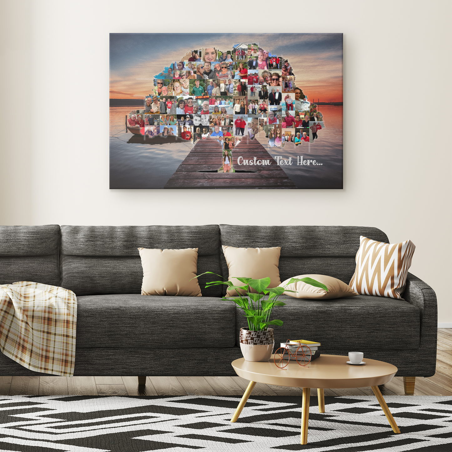 Family Tree Photo Collage Wall Art - Lake Sunset