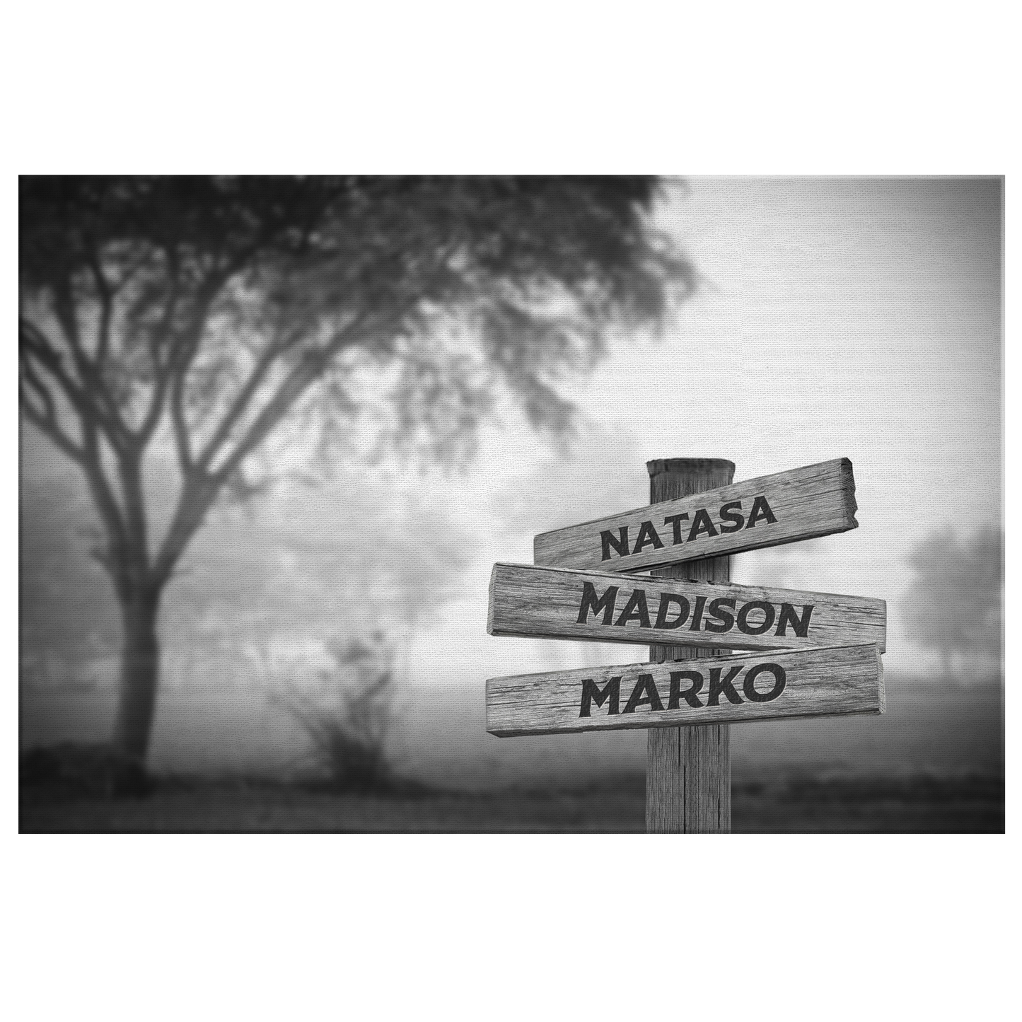 Personalized Multi Names Family Canvas Wall Art - Woods