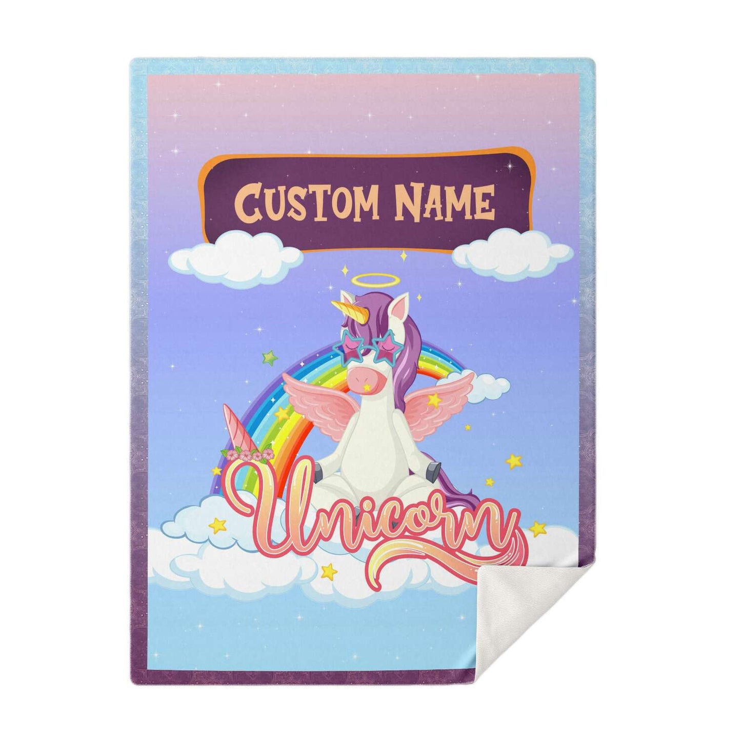 Personalized Name Unicorn Blanket for Kids, Custom Name Blanket for Boys and Girls