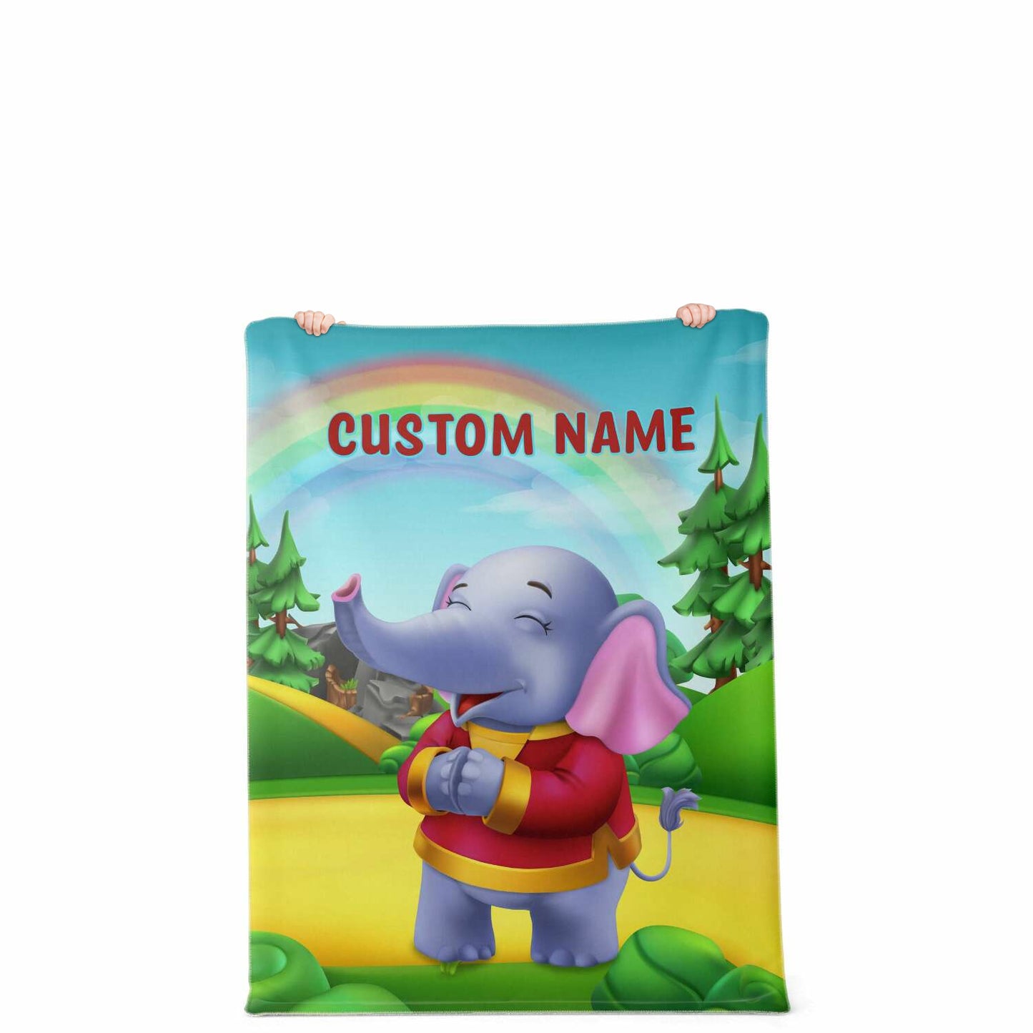 Personalized Name Elephant, Animal Blanket for Kids, Custom Name Blanket for Boys & Girls