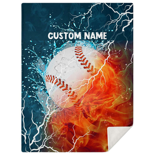 Personalized Name Baseball Blanket, Custom Name Sports Blanket for Boys & Girls